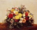 ダリアとさまざまな花の大きな花瓶 アンリ・ファンタン・ラトゥール